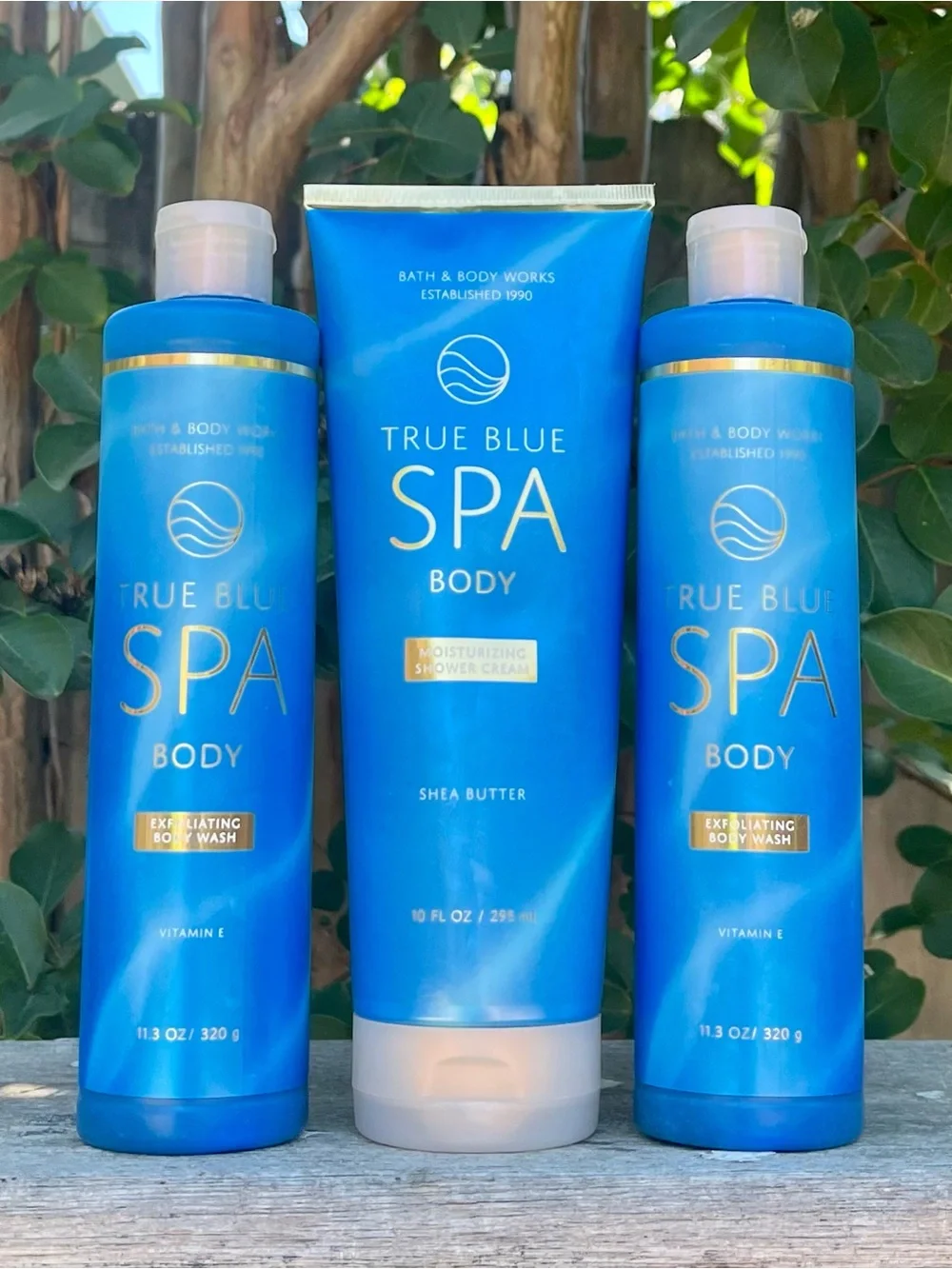 B&BW True Blue Spa Exfoliating Body Wash & Moisturizing Shower Cream 3 pc Set